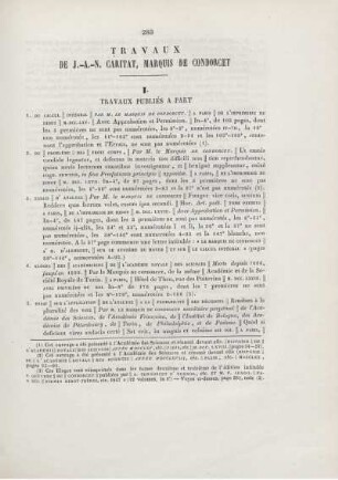 Travaux de J.-A.-N. Caritat, Marquis de Condorcet.