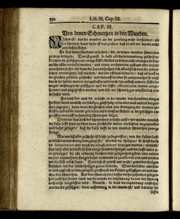 CAP. III. Von denen Schmerzen in den Wunden.