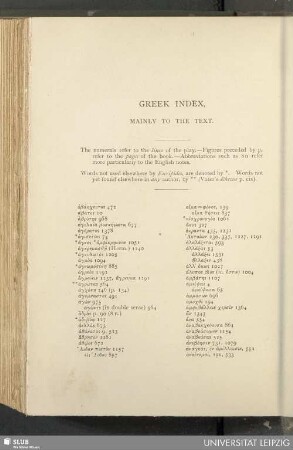 Greek index, mainly to the text