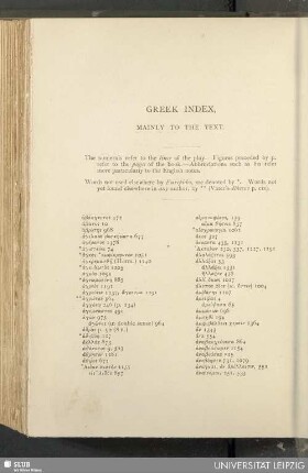 Greek index, mainly to the text