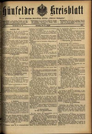 Ausgabe vom Dienstag, den 15. August 1916.