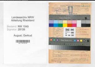Entnazifizierung Gertrud August , geb. 03.06.1898 (Postassistentin)