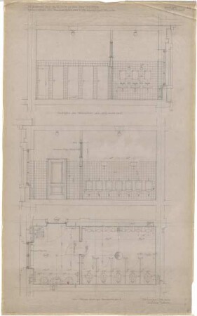 Troost, Paul Ludwig; München, Arcisstr. 12; Führerbau der NSDAP - Herrenabort im 2. Obergeschoss, Nordwest (Grundriss; Schnitte)