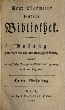 Neue allgemeine deutsche Bibliothek. 1/28,3. 1792/95 (1798)
