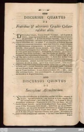 Discursus Quintus De Successione Ascendentium.