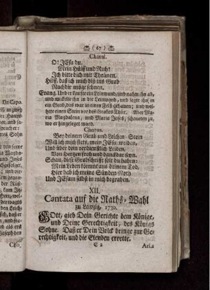 XII. Cantata auf die Raths-Wahl zu Leipzig, 1730
