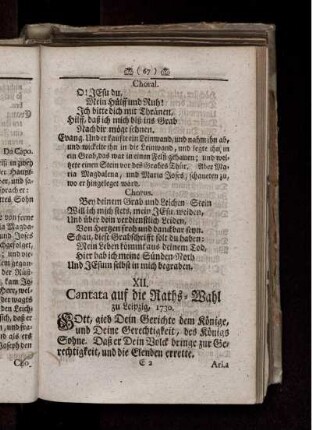 XII. Cantata auf die Raths-Wahl zu Leipzig, 1730