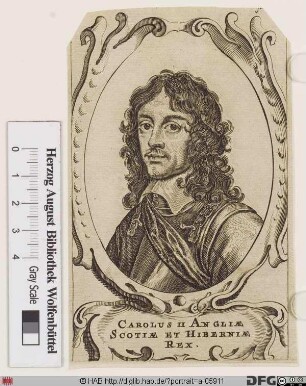 Bildnis Karl (Charles) II. (Stuart), König von England u. Schottland (reg. 1660-85)