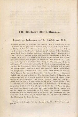 III. Kleinere Mittheilungen