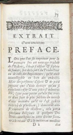 Extrait d'une ancienne Preface.