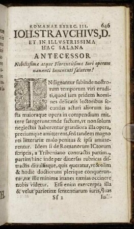 Ioh. Strauchius, D. Et In Illustrissima Hac Salana Antecessor [...]