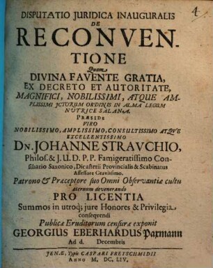 Disputatio Iuridica Inauguralis De Reconventione