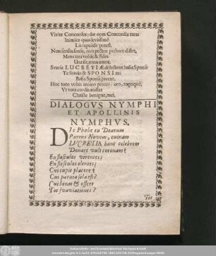 Dialogus Nymphi Et Apollinis Nymphus.