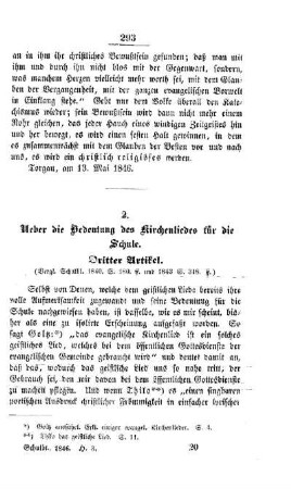 Ueber die Bedeutung des Kirchenliedes für die Schule