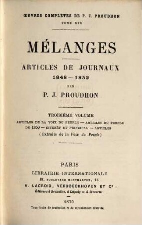 Mélanges : articles de journaux 1848 - 1852, 3