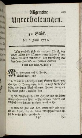 52 Stück. den 6 Julii 1771.
