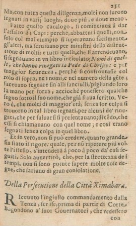 Della Persecutione della Città Ximabara