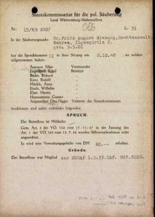Sieburg, Fritz August, Dr.