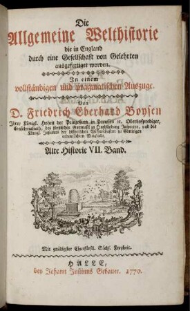[7] = Bd. 7: Die Allgemeine Welthistorie. . Alte Historie VII. Band.