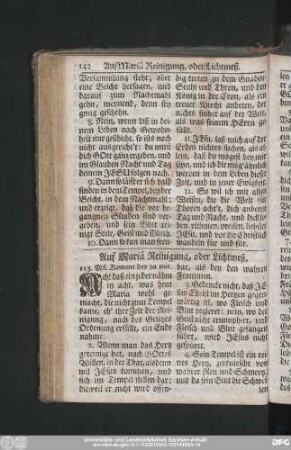 Auf Mariä Reinigung, oder Lichtmeß.