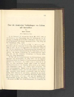 Über die chemischen Verbindungen von Kalium mit Quecksilber
