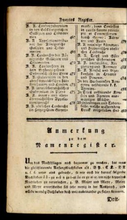 Anmerkungen zu dem Namensregister