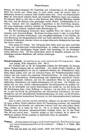 77-78, Sommer, Kriminalpsychologie und strafrechtliche Psychopathologie auf naturwissenschaftlicher Grundlage, 1904