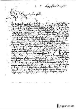 2: Brief von Siegfried Leberecht Crusius an Johann Benjamin Michaelis