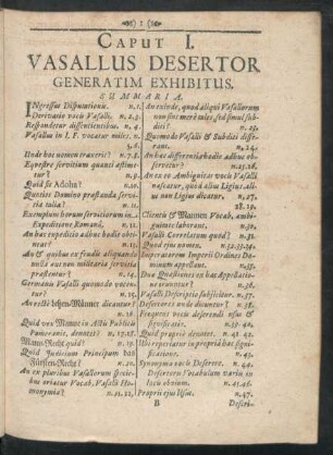 Caput I. Vasallus Desertor Generatim Exhibitus.