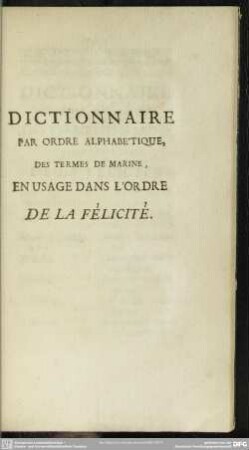 Dictionnaire Par Ordre Alphabétique, Des Termes De Marine