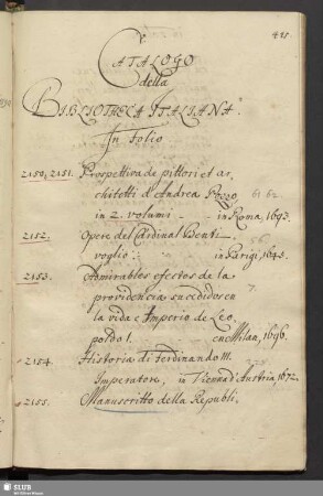 Catalogo della Bibliotheca Italiana