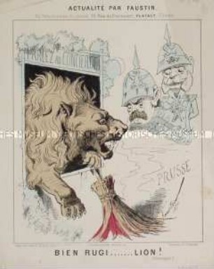 Actualité. Bien rugi, Lion - Karikatur auf Bismarck und Wilhelm I. mit Bezug zum Deutsch-Französischen Krieg