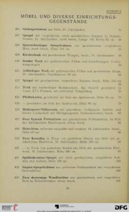 Möbel und diverse Einrichtungsgegenstände (Nr. 406-451)