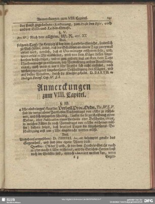 Anmerckungen zum VIII. Capitel