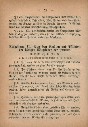 Abtheilung II. Von den Rechten und Pflichten der übrigen Mitglieder der Familie.