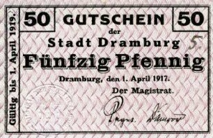 Dramburg, Stadt: 50 Pfennig 1917