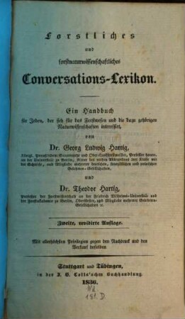 Forstliches und forstnaturwissenschaftliches Conversations-Lexicon