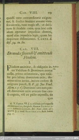 Cap. VIII. De modis finiendi & amittendi Feudum