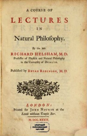 A course of Lectures in natural Philosophy