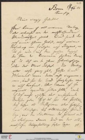 Heid. Hs. 3484,615: Brief von Eberhard Gothein an Marie Luise Gothein