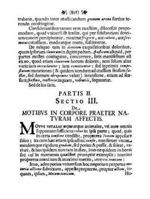 Sectio III. De Motibvs In Corpore Praeter Natvram Affectis.