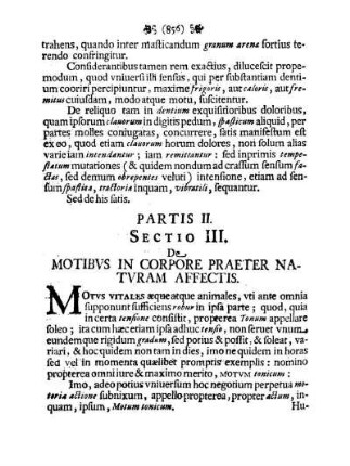 Sectio III. De Motibvs In Corpore Praeter Natvram Affectis.