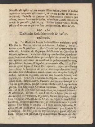 Cap. III. De Modo Resuscitationis & Resurrecionis
