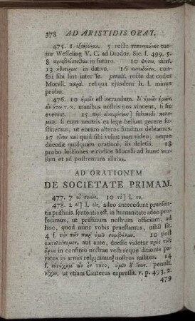 Ad Orationem De Societate Primam.