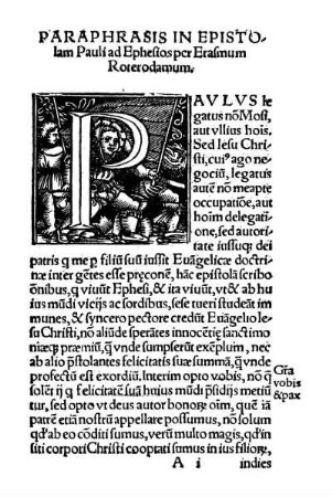 Paraphrasis In Epistolam Pauli ad Ephesios per Erasmum Roterodamum.