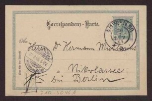 Schreiben an Hermann Muthesius (Postkarte)