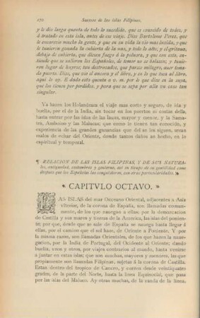 Capitulo octavo. Relacion de las islas Filipinas, y de sus naturales...