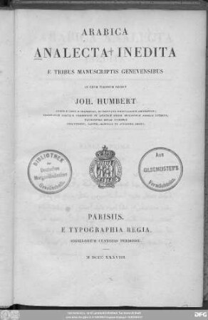 Arabica analecta inedita e tribus manuscriptis Genevensibus in usum tironum