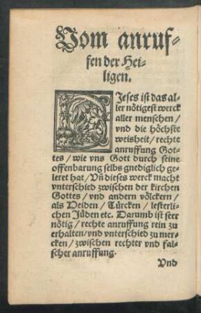 Vom anruffen der Heiligen.