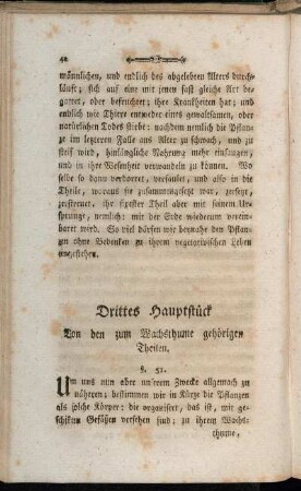 Drittes Hauptstück Von den zum Wachsthume gehörigen Theilen.
